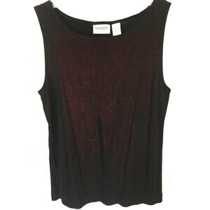 Chico’s Travelers Size 1 (Medium) Glittery Black & Maroon Sleeveless TankTop